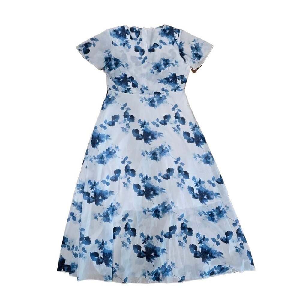 Women's Chiffon Flutter Sleeve Floral Print Maxi Dress